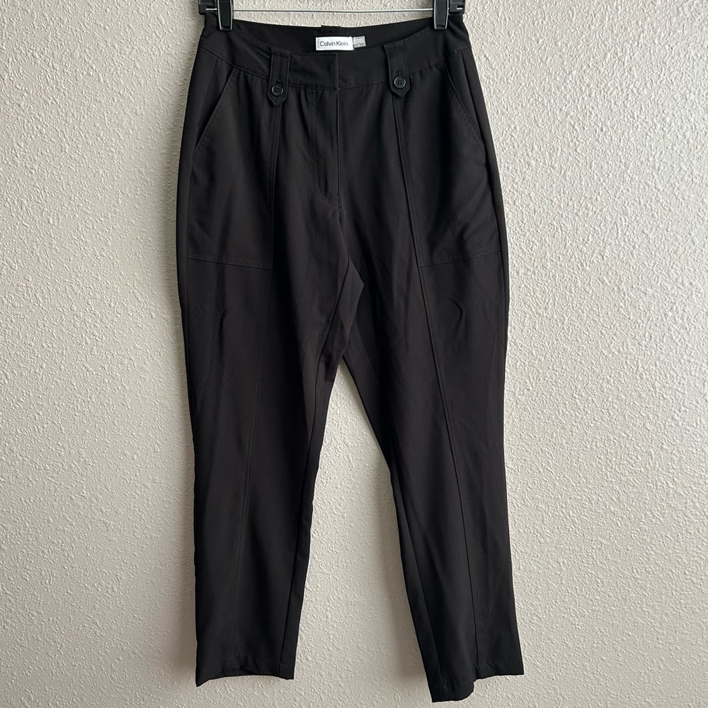 NEW Calvin Klein high rise black straight leg stretch trouser dress pants